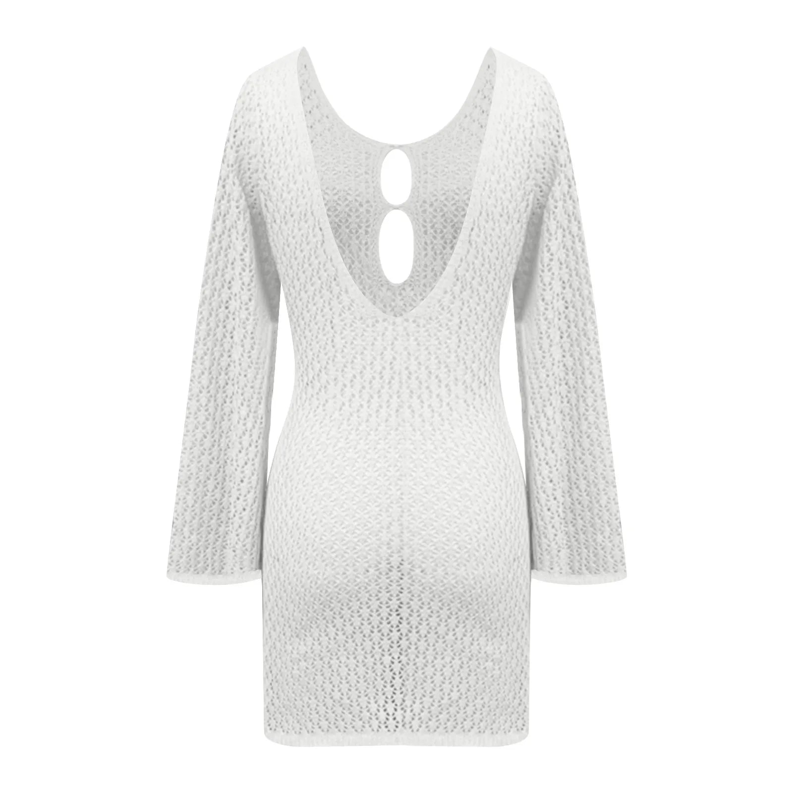 שמלת מיני חוף סרוגה גב פתוח  - Keira