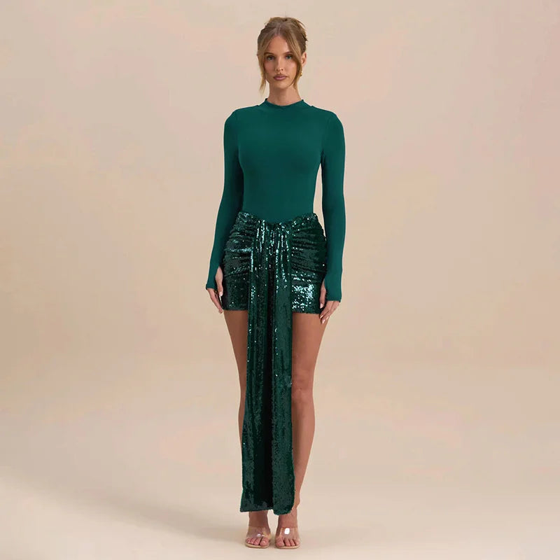 Two-piece set: sequin mini skirt and blouse - ZOEY