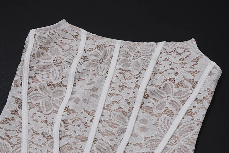 שמלת מיני סטרפלס תחרה - אורינה