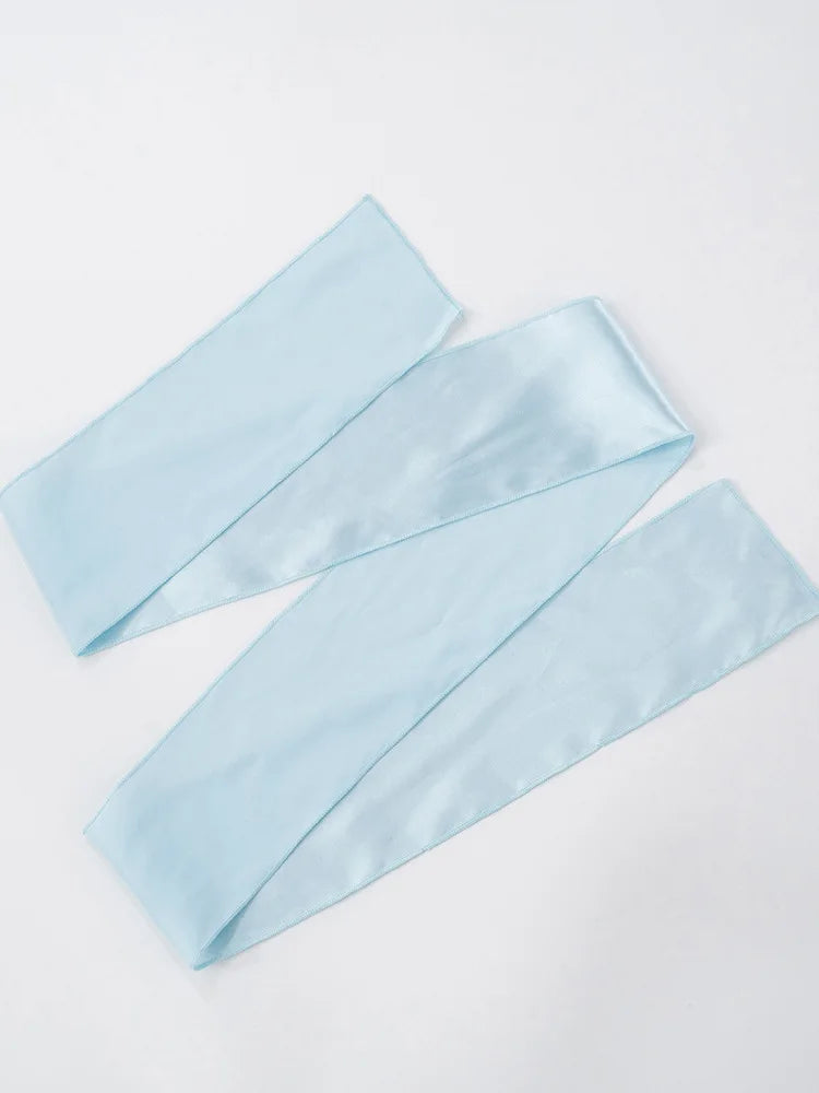 שמלת מקסי סאטן בעיטור רשת וצעיף תואם - סלסטה