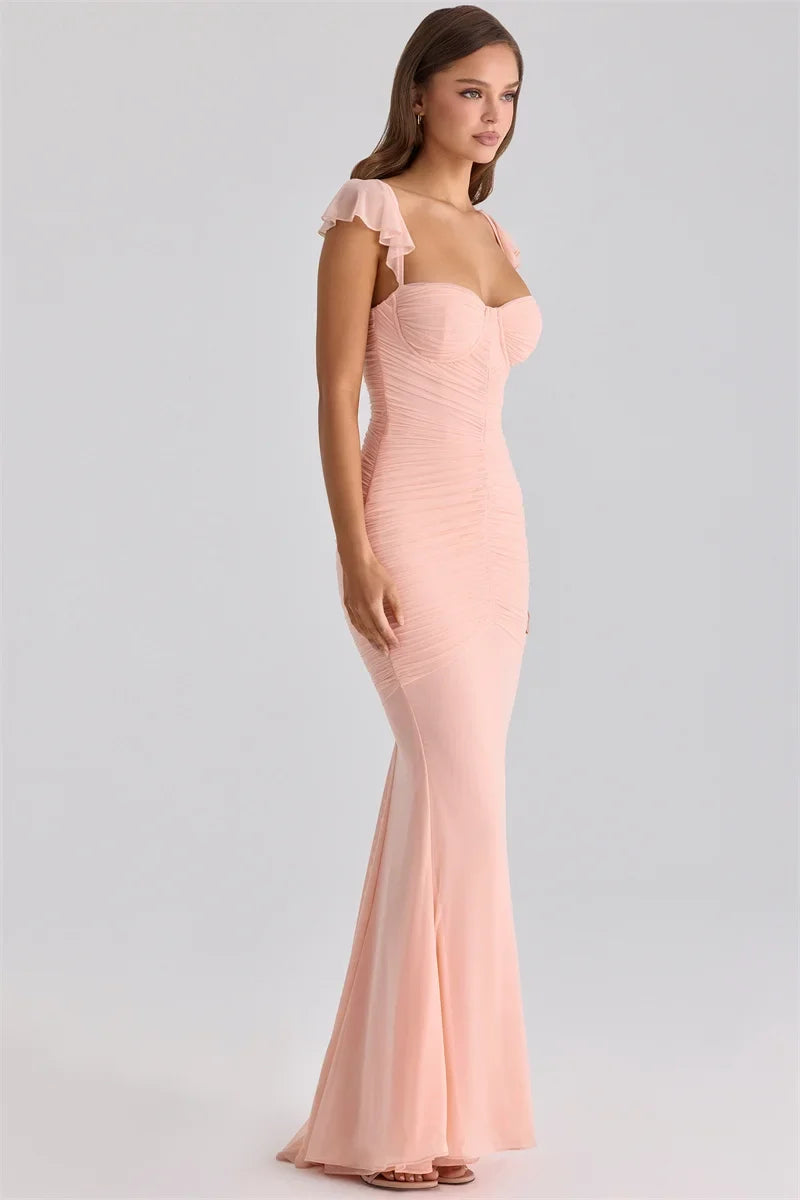 Chiffon ruched maxi dress - Lilin