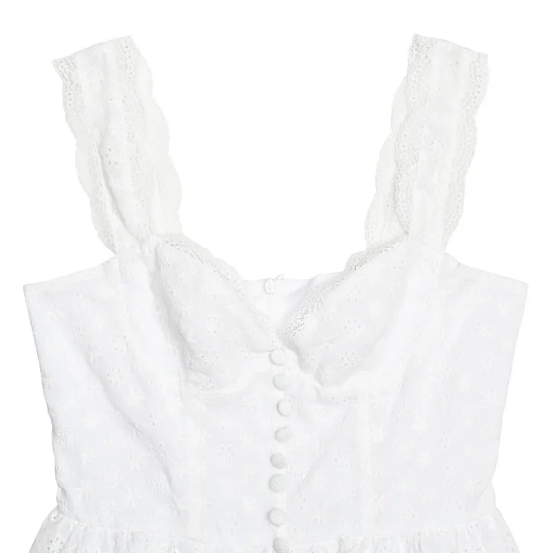 שמלת מיני סטייל כפרי בגזרת A בעיצוב רקמת פרחים - אמנדה