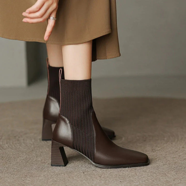 Leatherette boots with high heels - Dahlia
