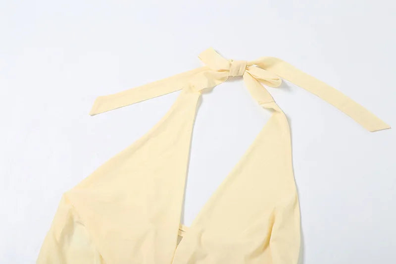 שמלת מיני מלמלה שיפון צווארון נופל גב פתוח - Juliana