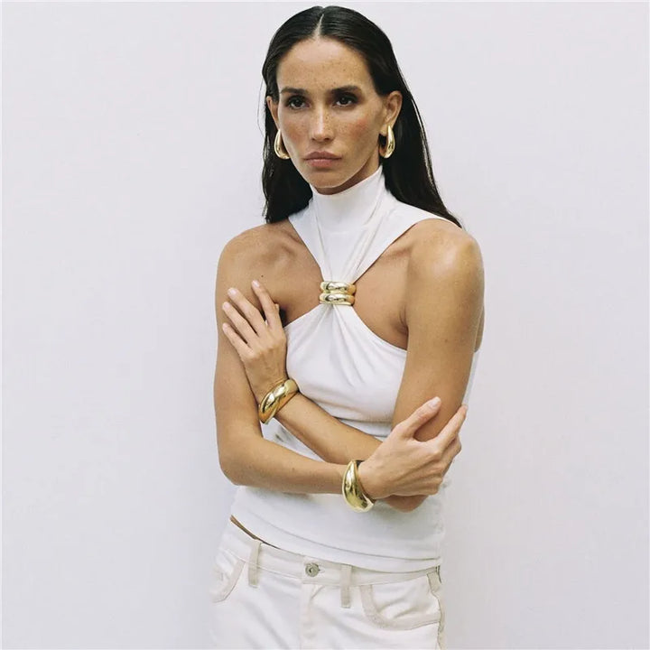 Golf design tank top with buckle decoration - Moya 
