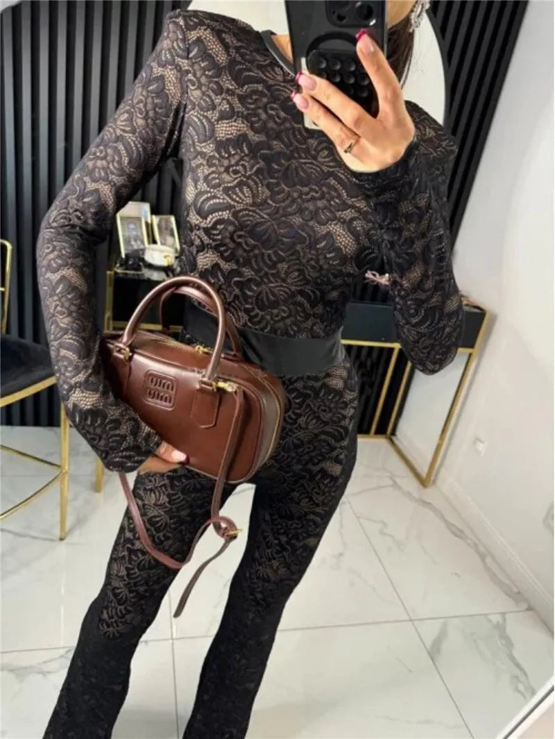 אוברול תחרה עם תחתית (לא שקוף) - אריקה