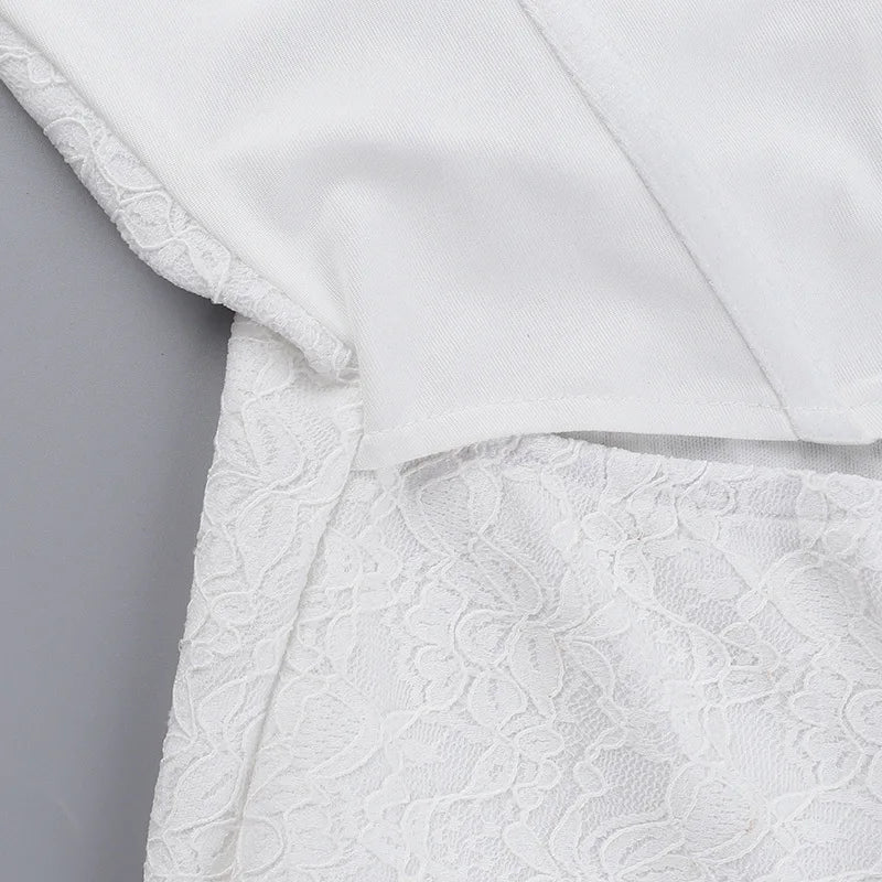 שמלת מיני תחרה צמודה בעיצוב מחוך כתפיות נופלות - פייסיס