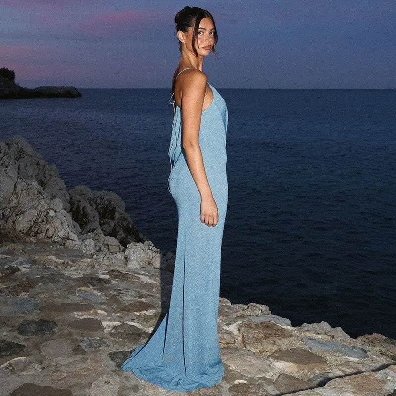 שמלת מקסי סרוגה בעיצוב פתח כתפייה אחת - Ember