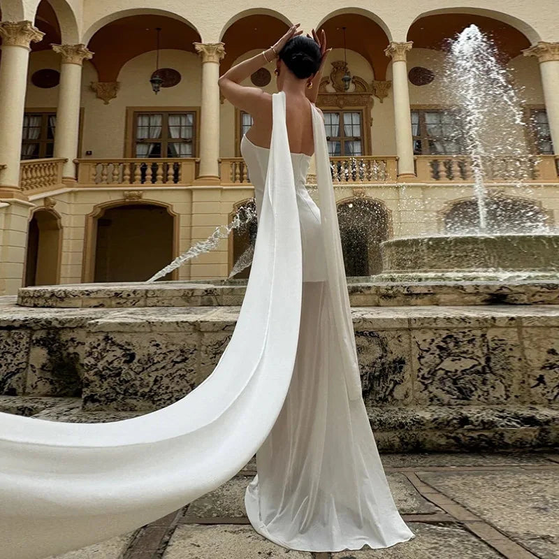 שמלת מקסי כתפייה אחת בעיצוב שיפון - מלאניה