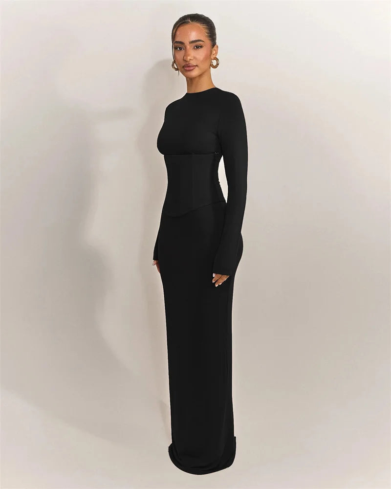 Maxi dress with corset design - TOHAR