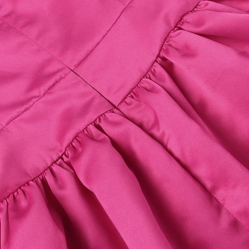 שמלת מיני סאטן בגזרת A כתפיות זרקונים - MIEL