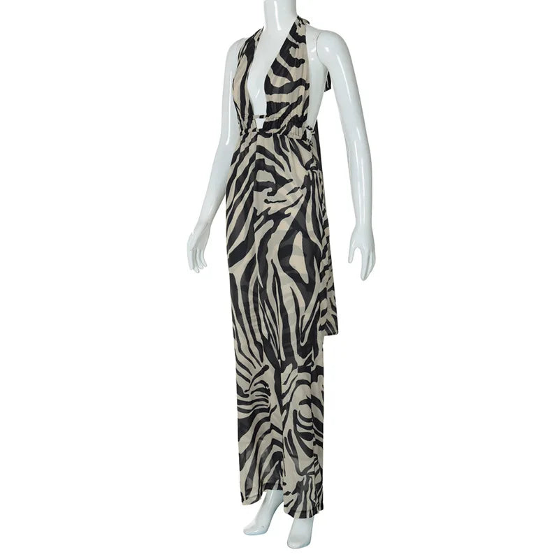 שמלת ערב מקסי גב פתוח מחשוף עמוק - אדלינה