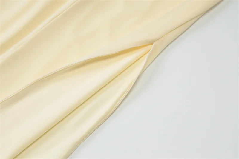 שמלת מקסי סטרפלס אלגנטית בעיצוב שסע בעיטור צעיף תואם - לוס