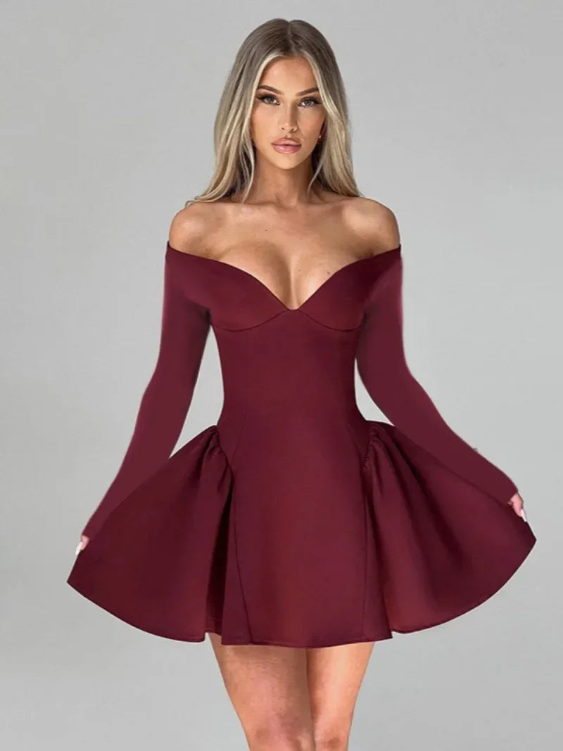 שמלת מיני בגזרת A כתפיים חשופות - Bailey