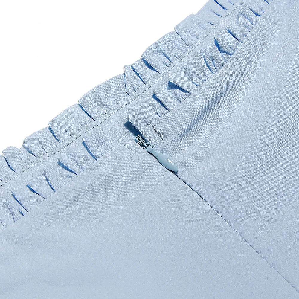 שמלת מיני סטייל כפרי בעיצוב מחוך - תכלת