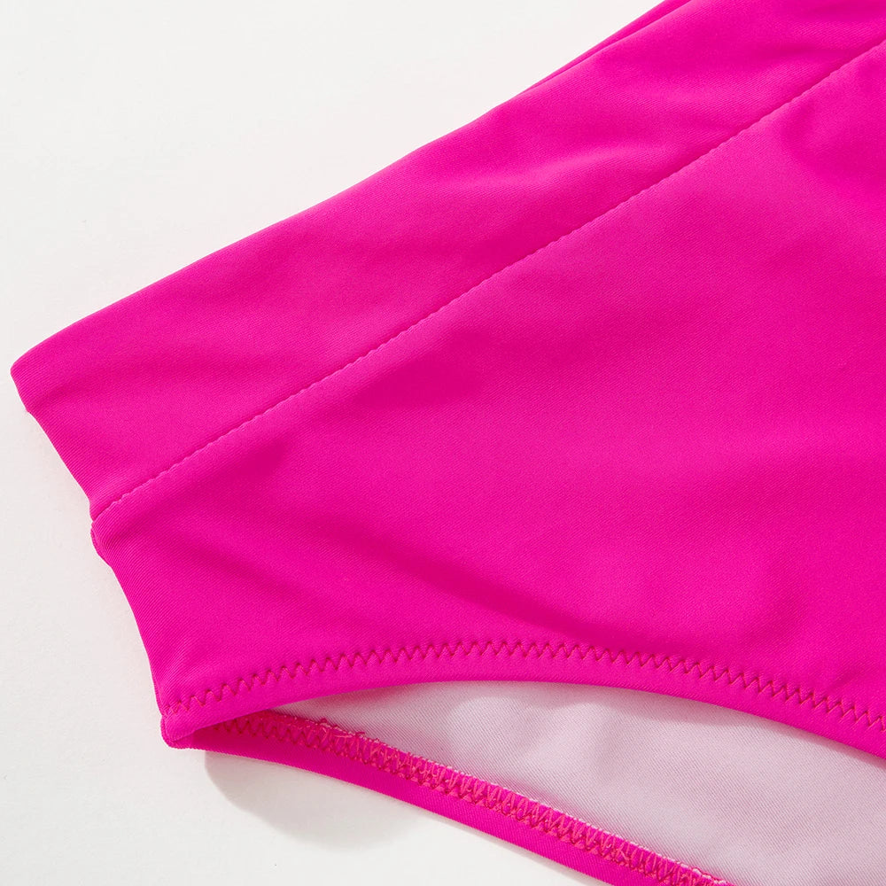 ביקיני תחתון גזרה גבוהה מחטב חזייה בקישוט קשר למראה מוצמד ומורם - שריל