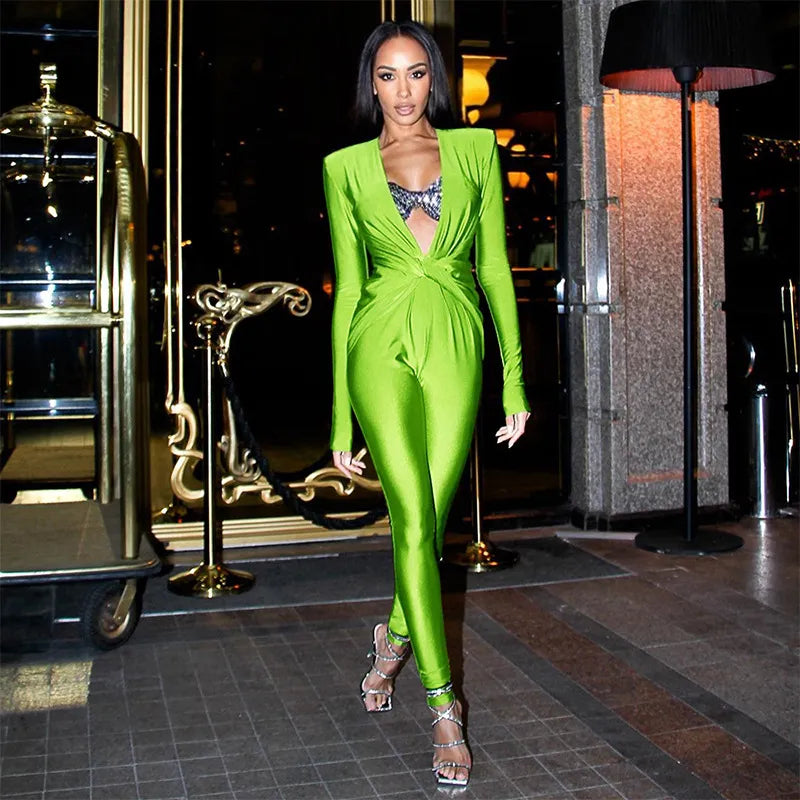 אוברול צמוד משוף עמוק - אמילי