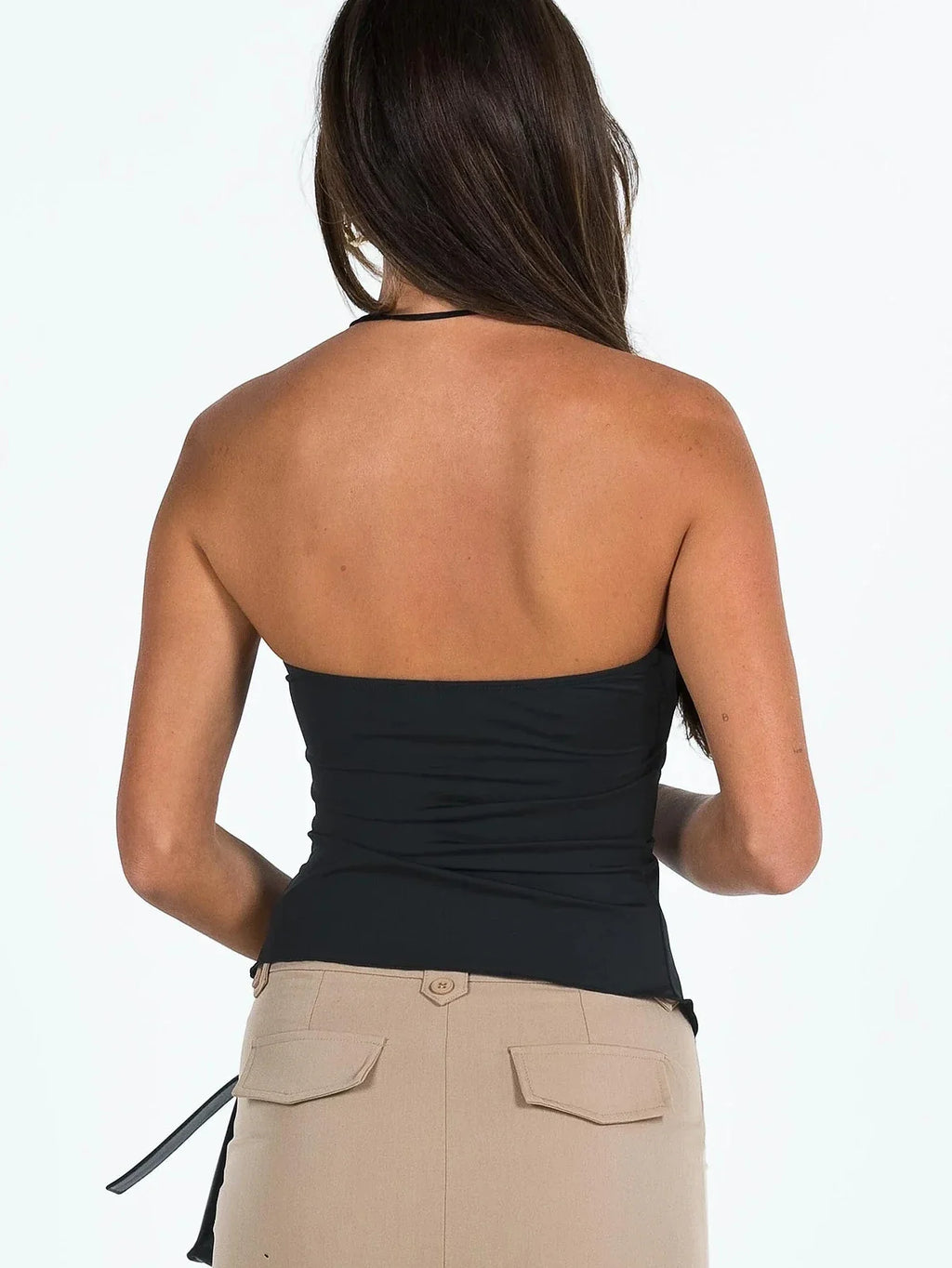 טופ סטרפלס בעיצוב כיווצים וחוטי קשירה - NOGA