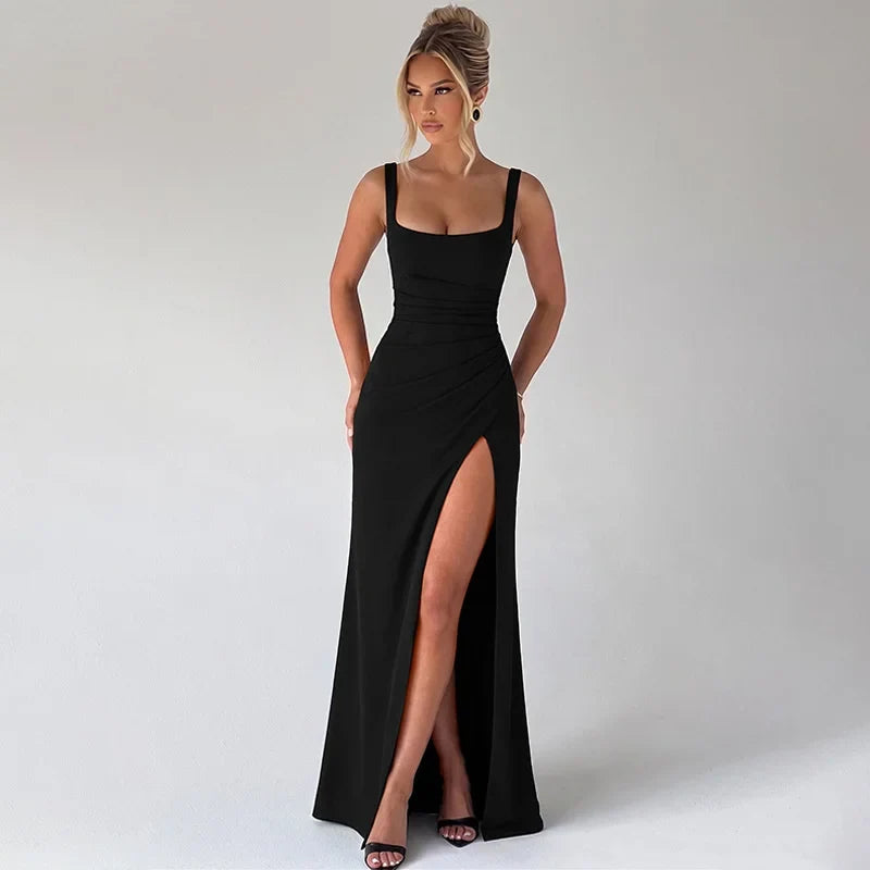Elegant maxi dress with a slit design - Ian