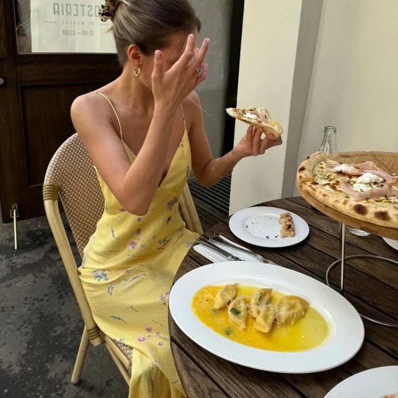 שמלת מקסי סאטן בעיטור הדפס פרחוני - Baylee