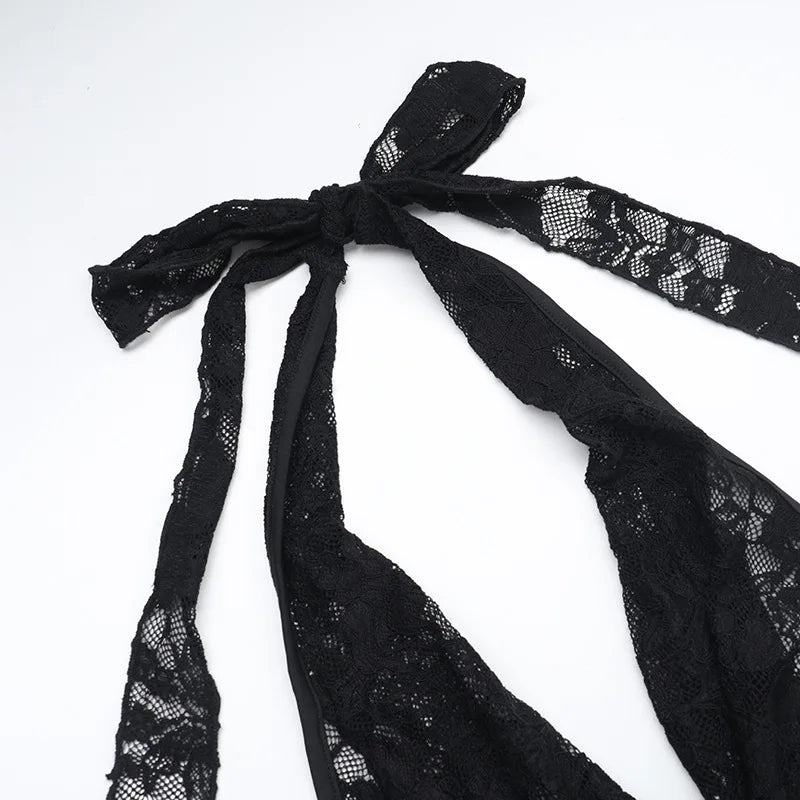 שמלת מקסי תחרה גב פתוח צווארון נופל - וניליה