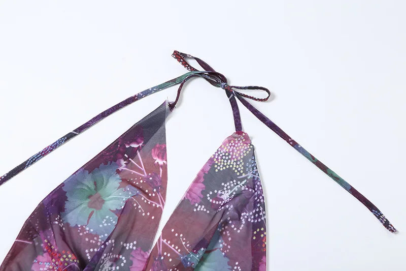 שמלת מיני קייצית בעיצוב צווארון נופל בעיטור מלמלה גב פתוח - Zariah