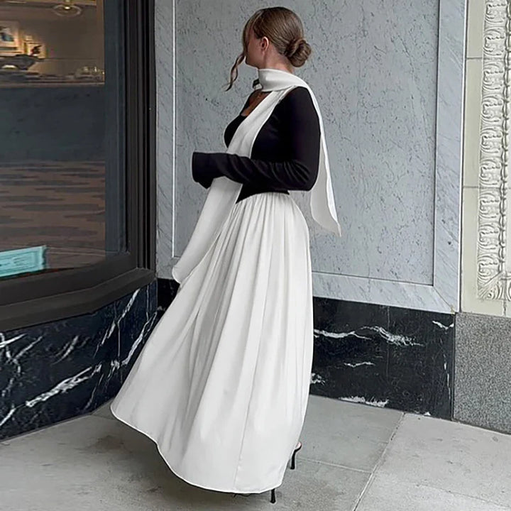 Maxi Dress with Scarf Decoration - NESSIA