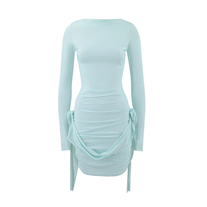 שמלת מיני בעיטור אפליקציות פרחים ושובלים - אוראלה