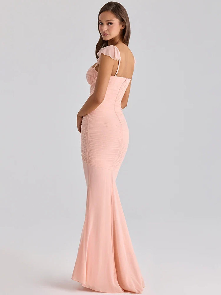 Chiffon ruched maxi dress - Lilin