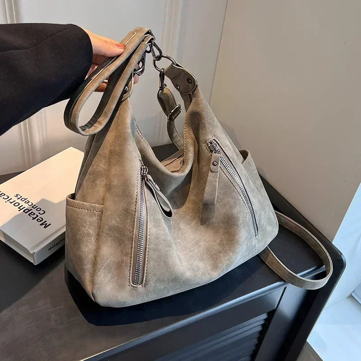 Bag with retro-style faux leather design