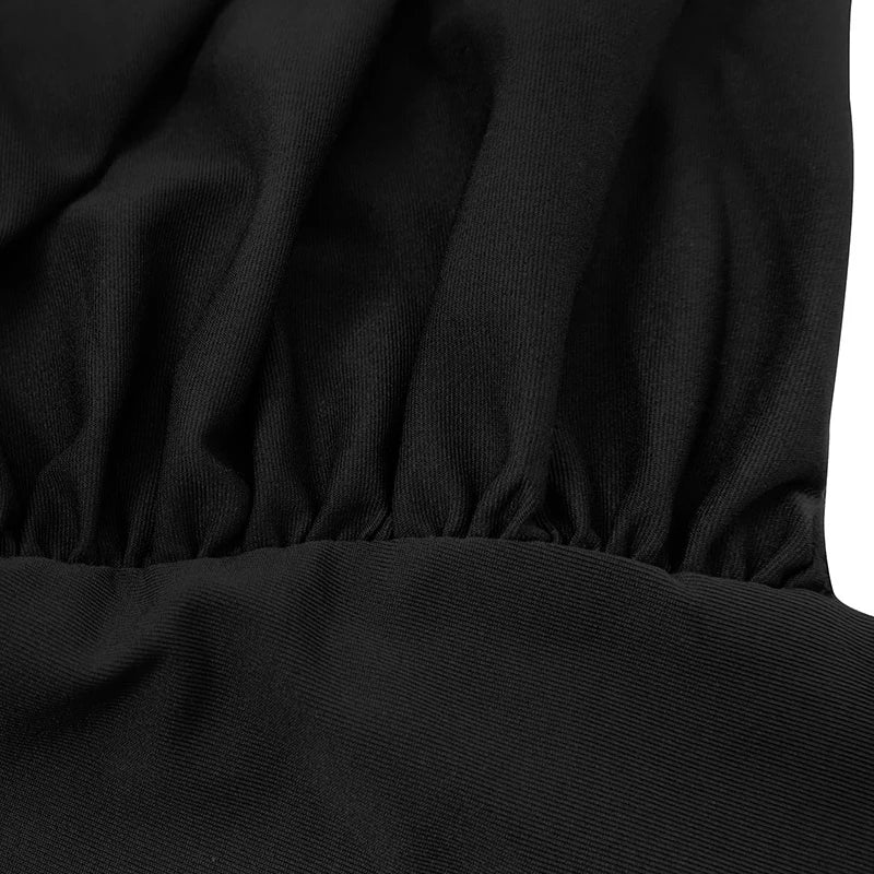 שמלת מקסי צווארון גולך בעיצוב כיווצים וקשירה - מרגריטה