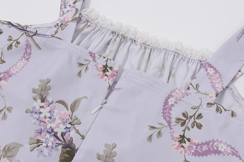 שמלת מיני פרחונית בעיטור תחרה בעיצוב כפרי בגזרת A - חימנה