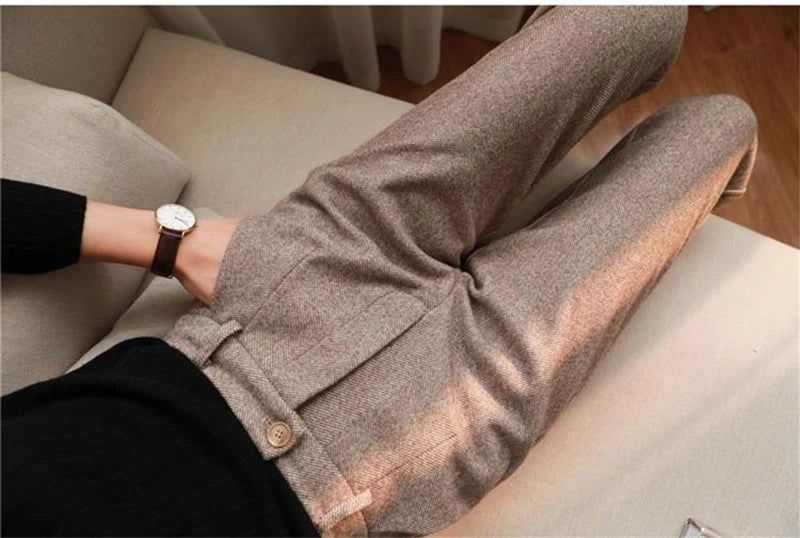 Pencil-cut wool pants