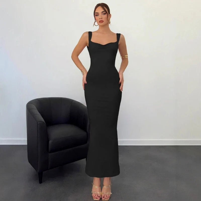 שמלת מקסי גב פתוח בעיטור פפיון סאטן - EMI