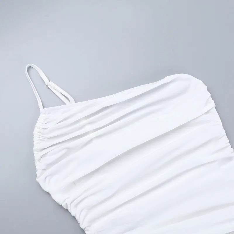 שמלת מקסי כיווצים כתפייה אחת בעיצוב שסע עמוק - אלייז'ה