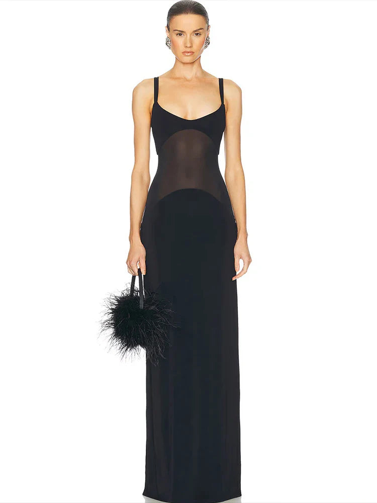 שמלת מקסי אלגנטית בעיטור רשת - Zhuri