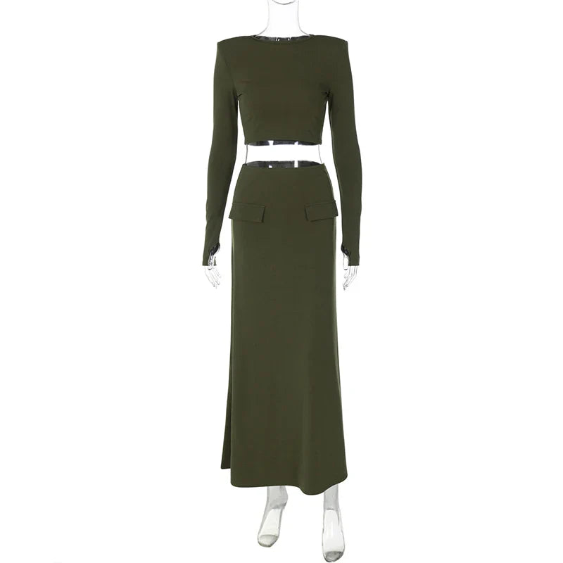 סט שני חלקים טופ וחצאית מקסי - באדי