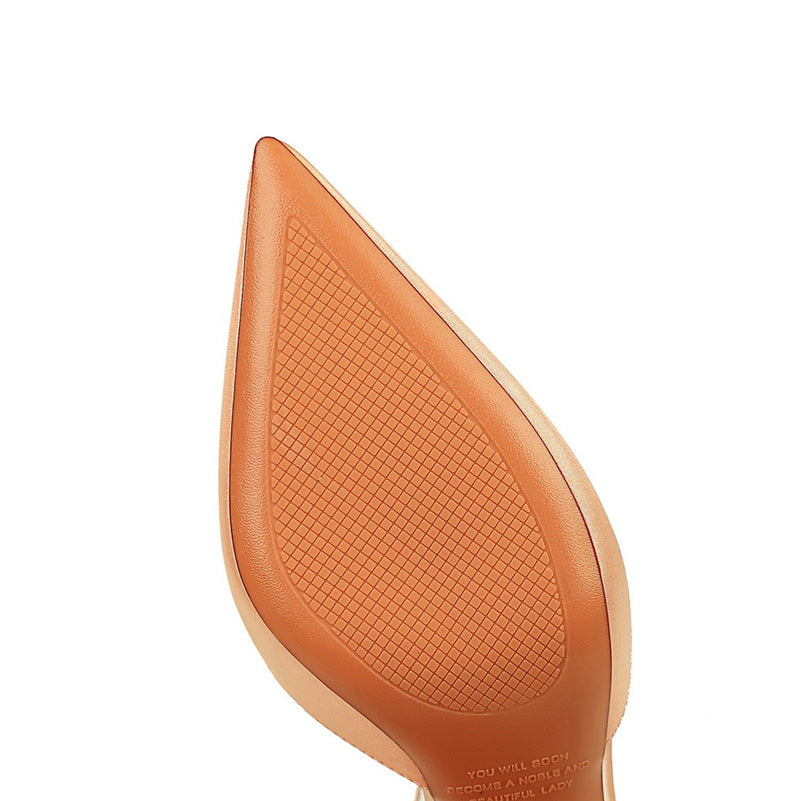 נעלי עקב שפיץ בד משי בעיטור פפיון - BIANCA