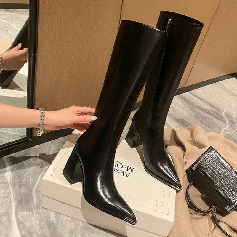 High heeled leatherette boots - Sally