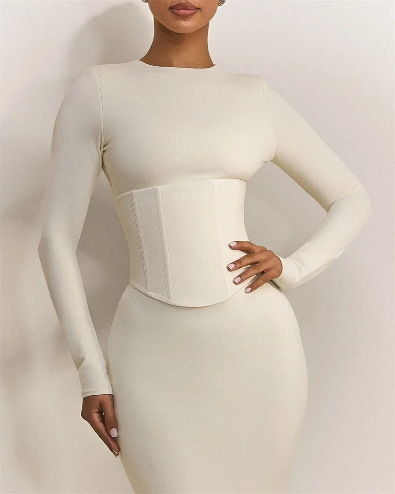 Maxi dress with corset design - TOHAR