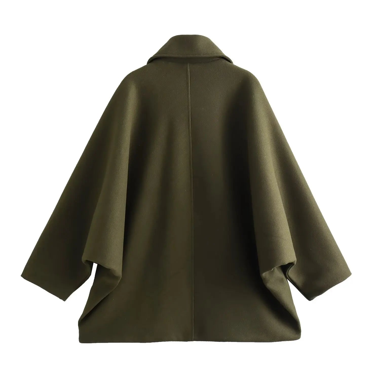 מעיל צמר אוברסייז בעיצוב סגירת כפתורים אסימטרית צווארון פולו - הולנדיה