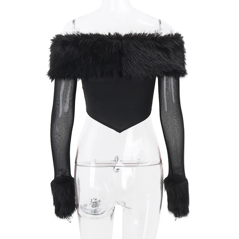 חולצת נוצות כתפיים חשופות - אן