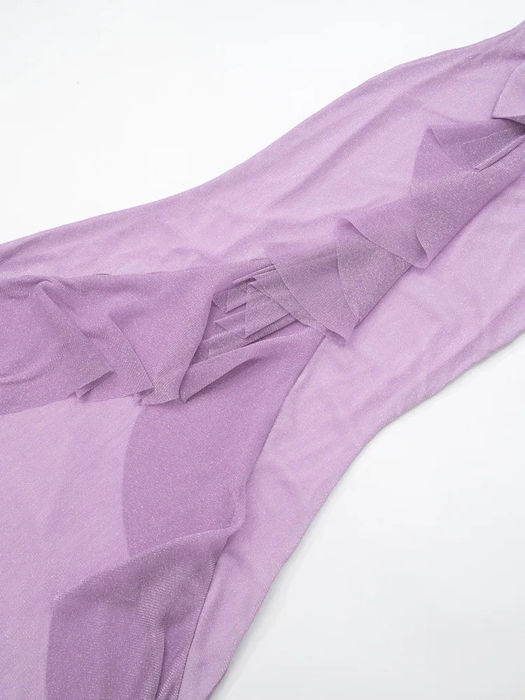 שמלת מקסי נצנצים בעיטור מלמלה ופפיון - נואלה