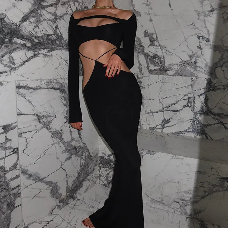 שמלת מקסי בעיצוב פתחים - מוס