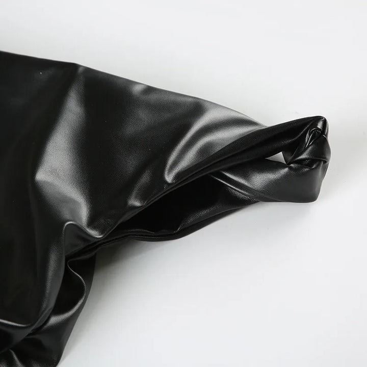 Faux leather top with asymmetrical design - Kami