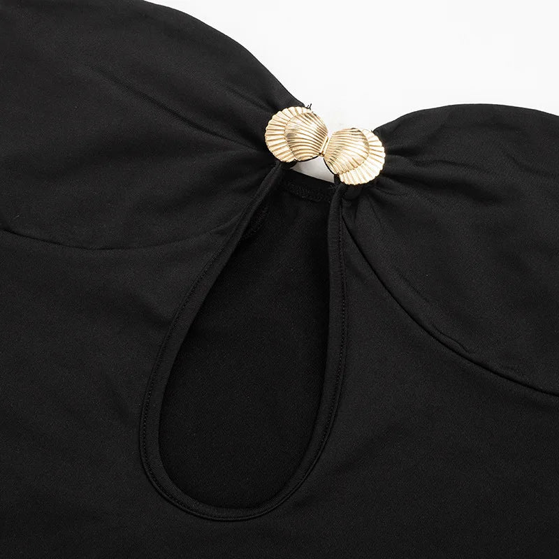 שמלת מיני סטרפלס בעיטור צדפות זהב - שונית