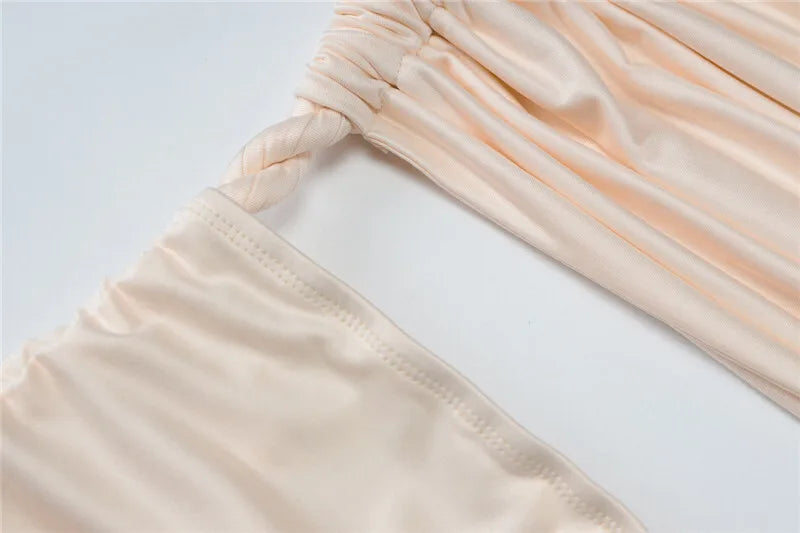 שמלת מקסי כתפייה אחת בעיצוב פתח ושסע בעיטור צמה - פנמה