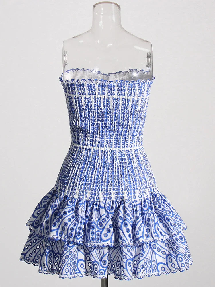 שמלת מיני סטרפלס כיווצים מלמלה - דיאן