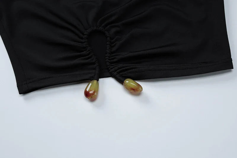 סט שני חלקים חולצת טופ וחצאית מקסי בעיצוב אבזם - ג'סיקה