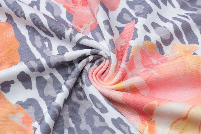 שמלת מקסי הדפס מנומר ופרחים גב פתוח - נוריה